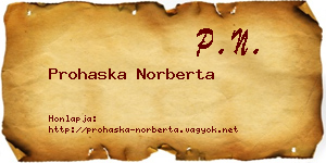 Prohaska Norberta névjegykártya